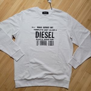 Diesel S-Gir- B5 Felpa Sweatshirt Men's XL White Crew Neck Long Sleeve